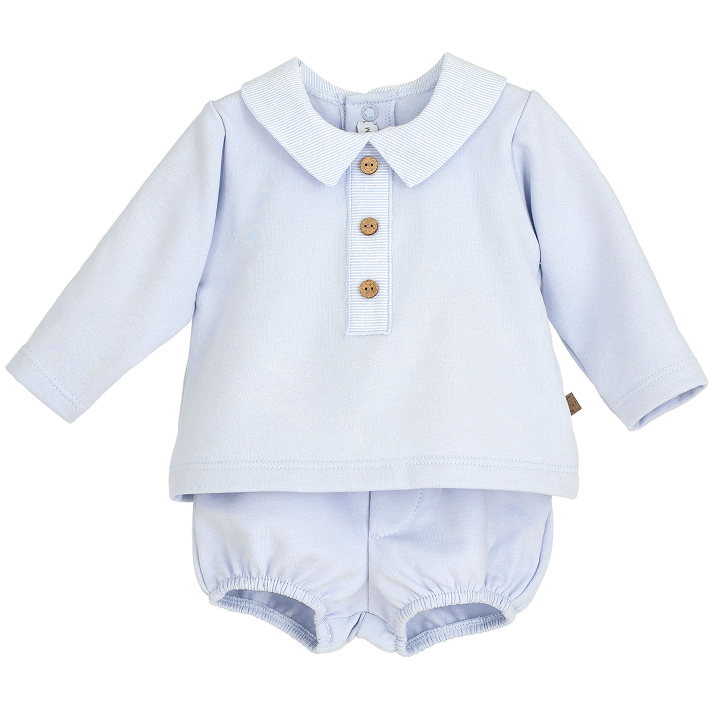 baby boys light blue two piece outfit