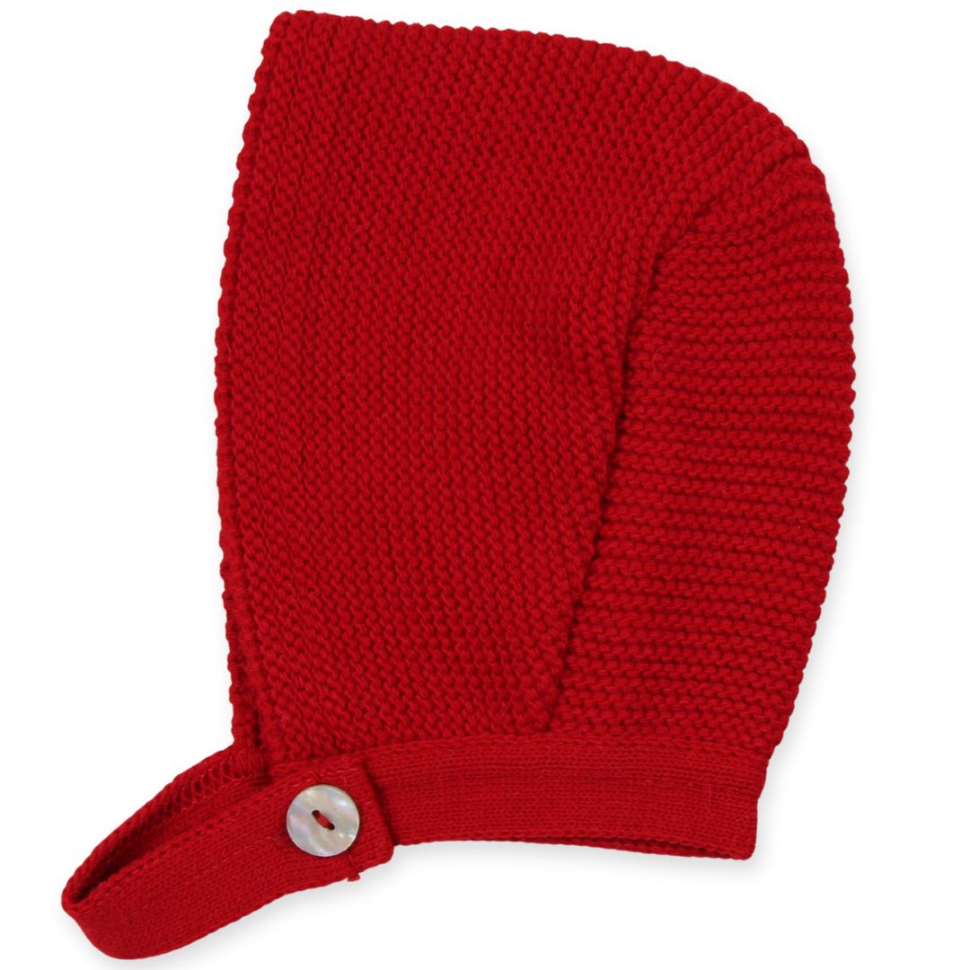 PEX Baby Girls Red Knitted Coat - Faux Fur Collar with Bonnet