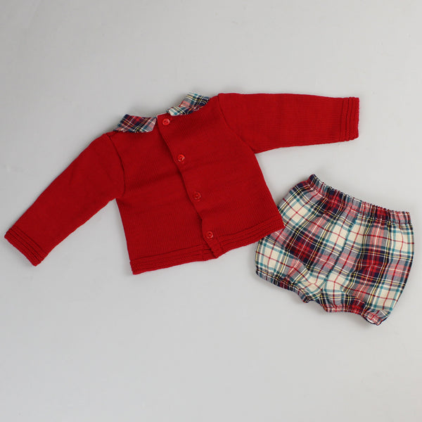 baby boys two piece jam pants set in red