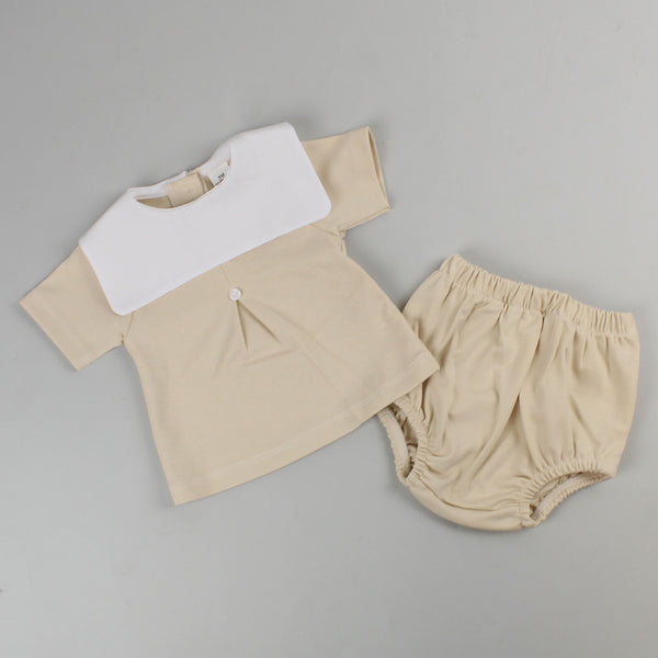 beige baby 2 piece outfit