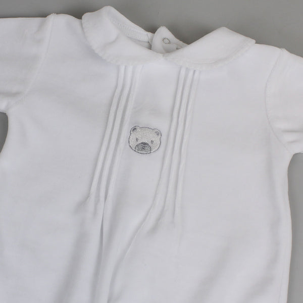 baby white velour newborn outfit
