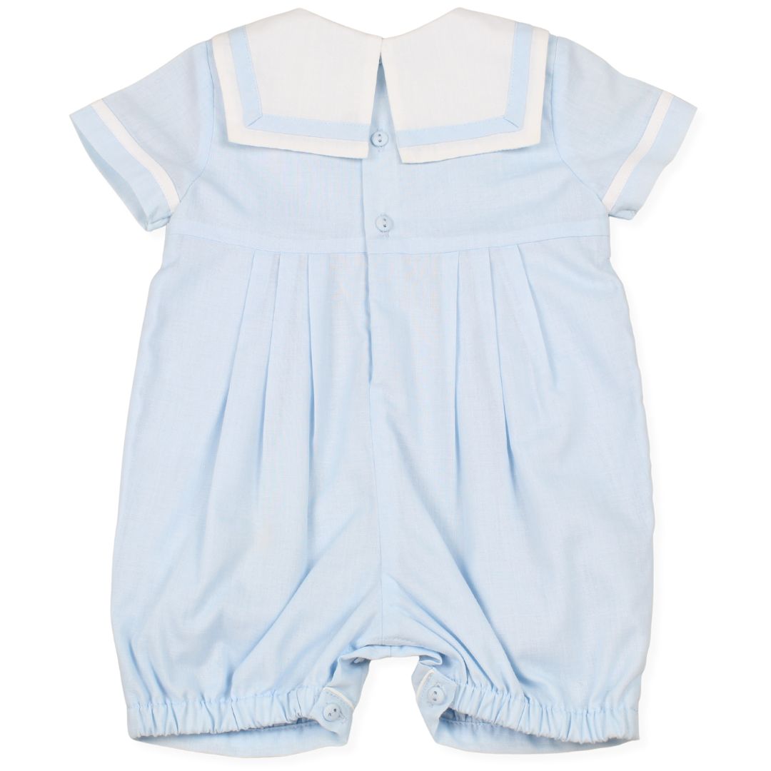 Baby Boy Christening Sailor Romper Blue - Sarah Louise 013568