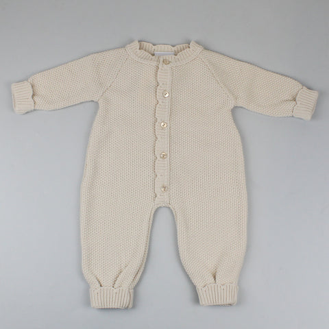 baby unisex knitted all in one in beige