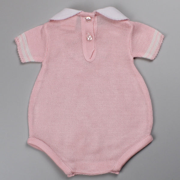 Baby Girls Knitted Romper - Pink