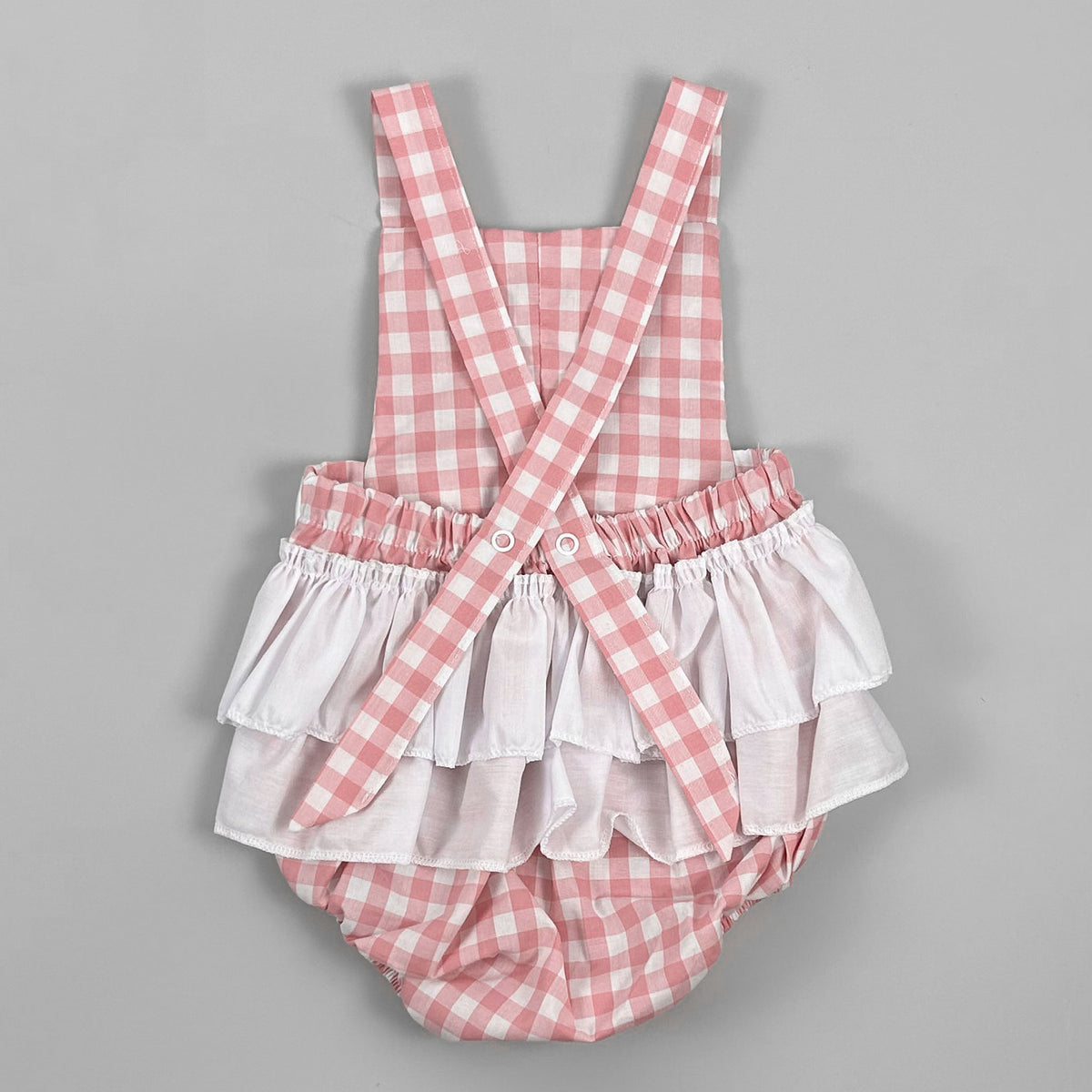 Petit Bebe Baby Girls Royal Blue Gingham Smocked Farm Romper main image 0