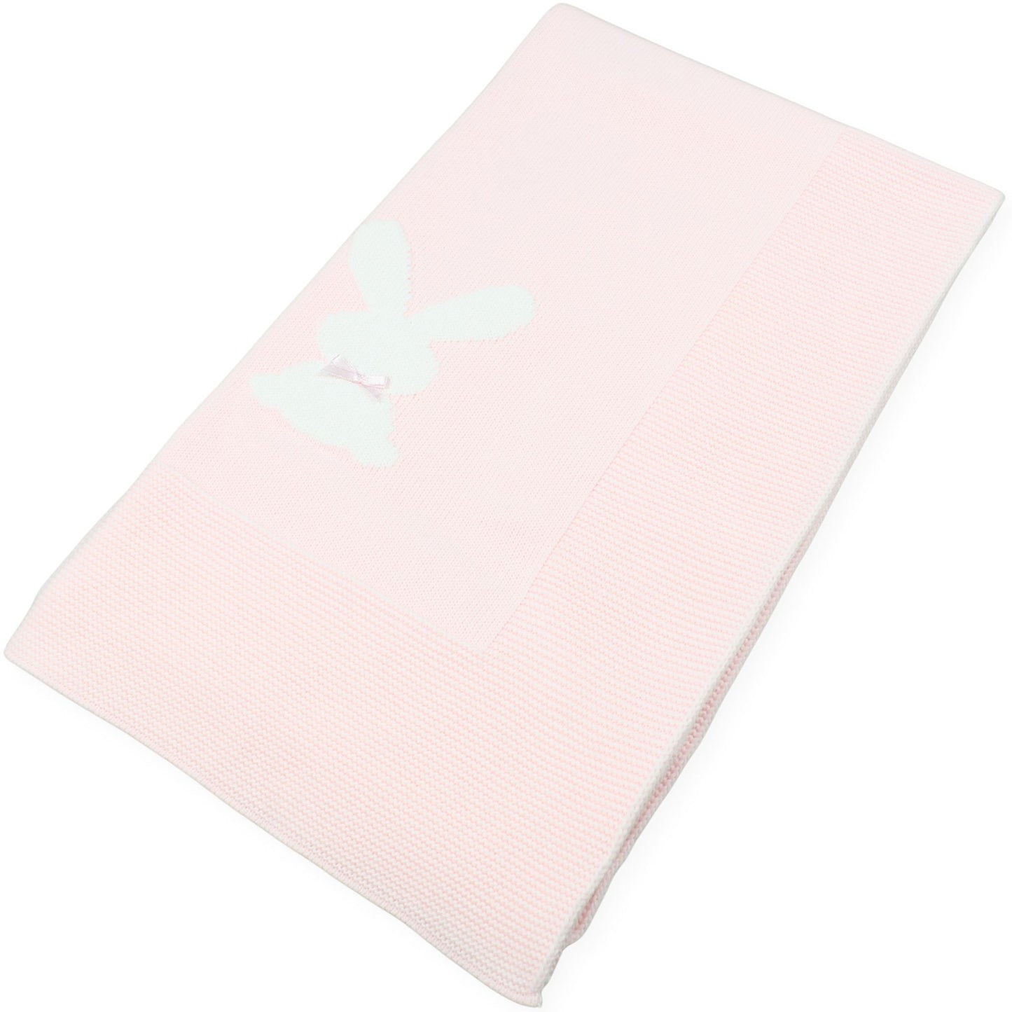Pex Soft Knitted Baby Blanket with Bunny Design – Pink
