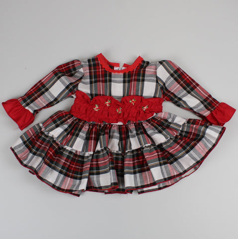 baby girls whiet red tartan dress