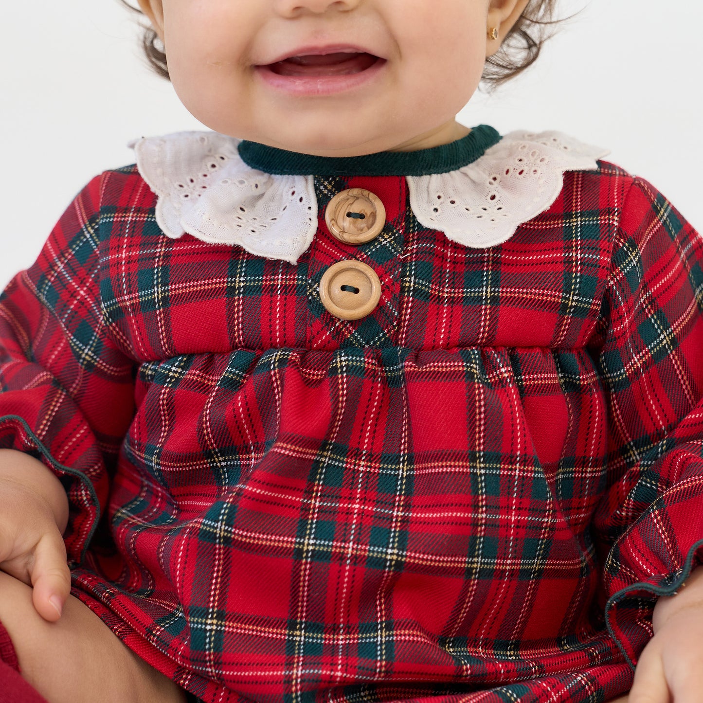Rapife Red Tartan Baby Girl Set with Broderie Collar & Corduroy Briefs