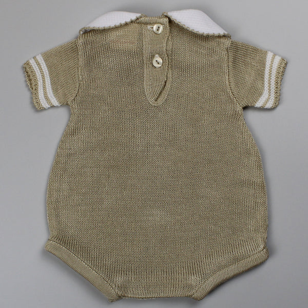 Baby Boys Knitted Romper - Beige