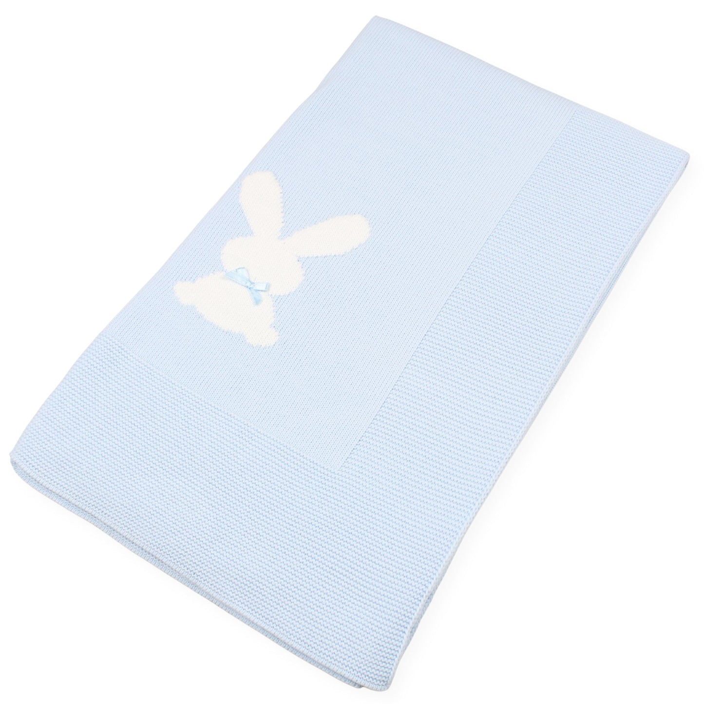 Pex Soft Knitted Baby Blanket with Bunny Design – Blue