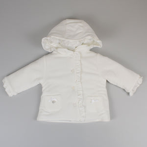 baby girls padded coat in white with hood