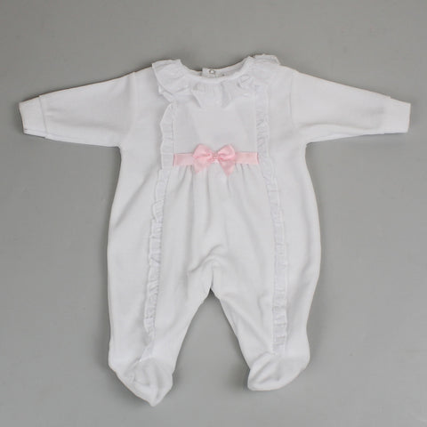 baby girls traditional sleepsuit in white
