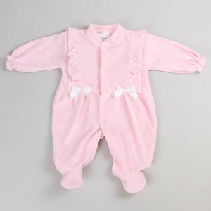 baby girls pex sleepsuit in pink velour