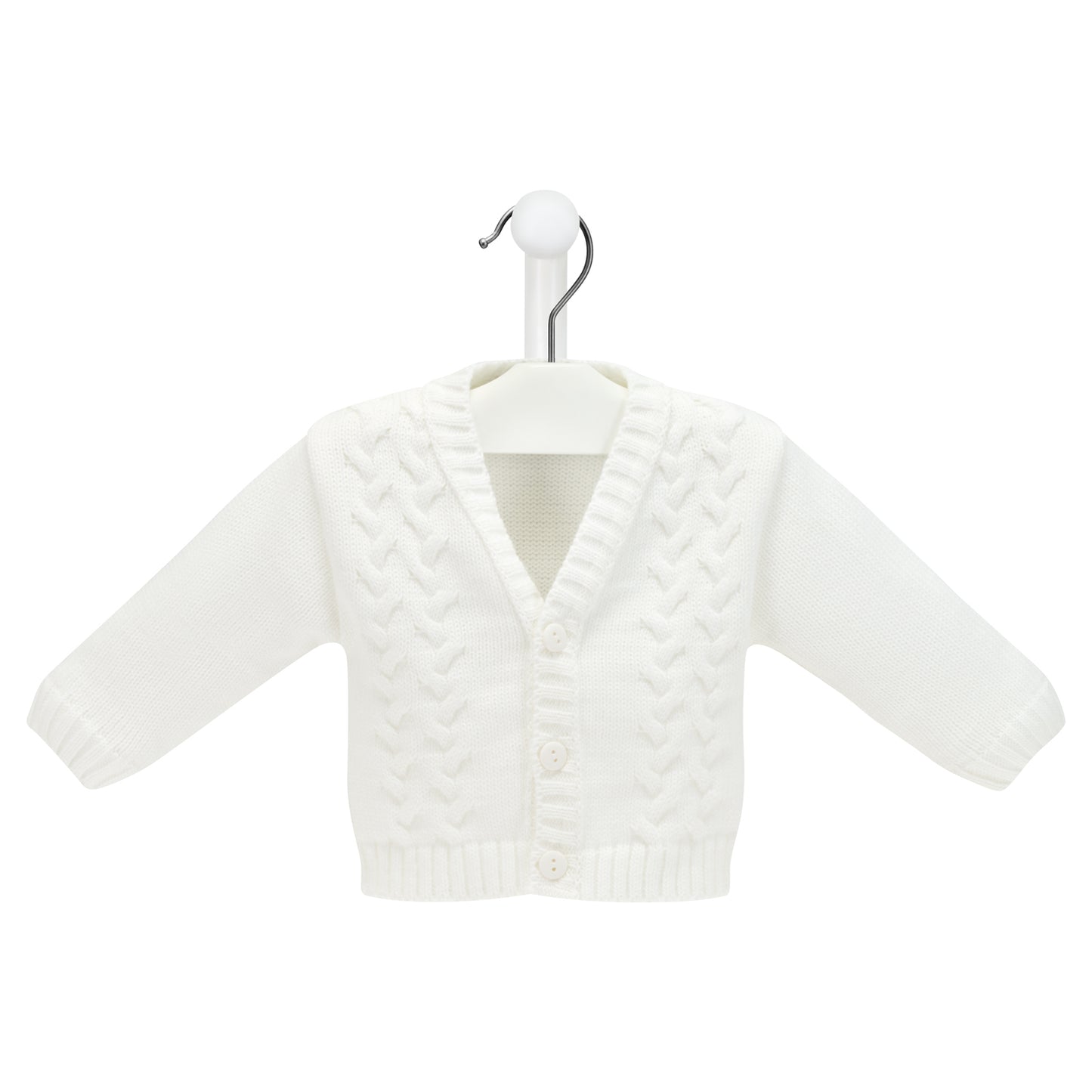 Baby boys white knitted cardigan