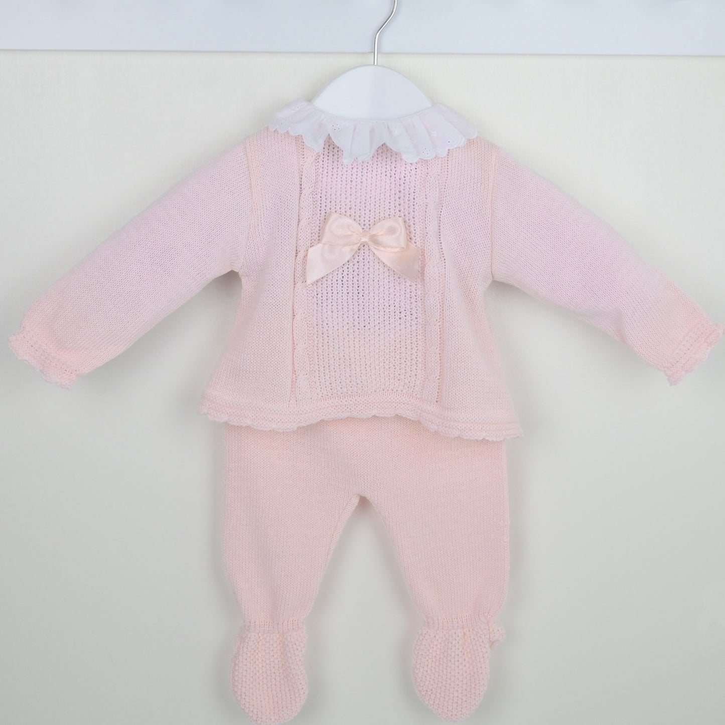 baby girls pink knitted pex outfit