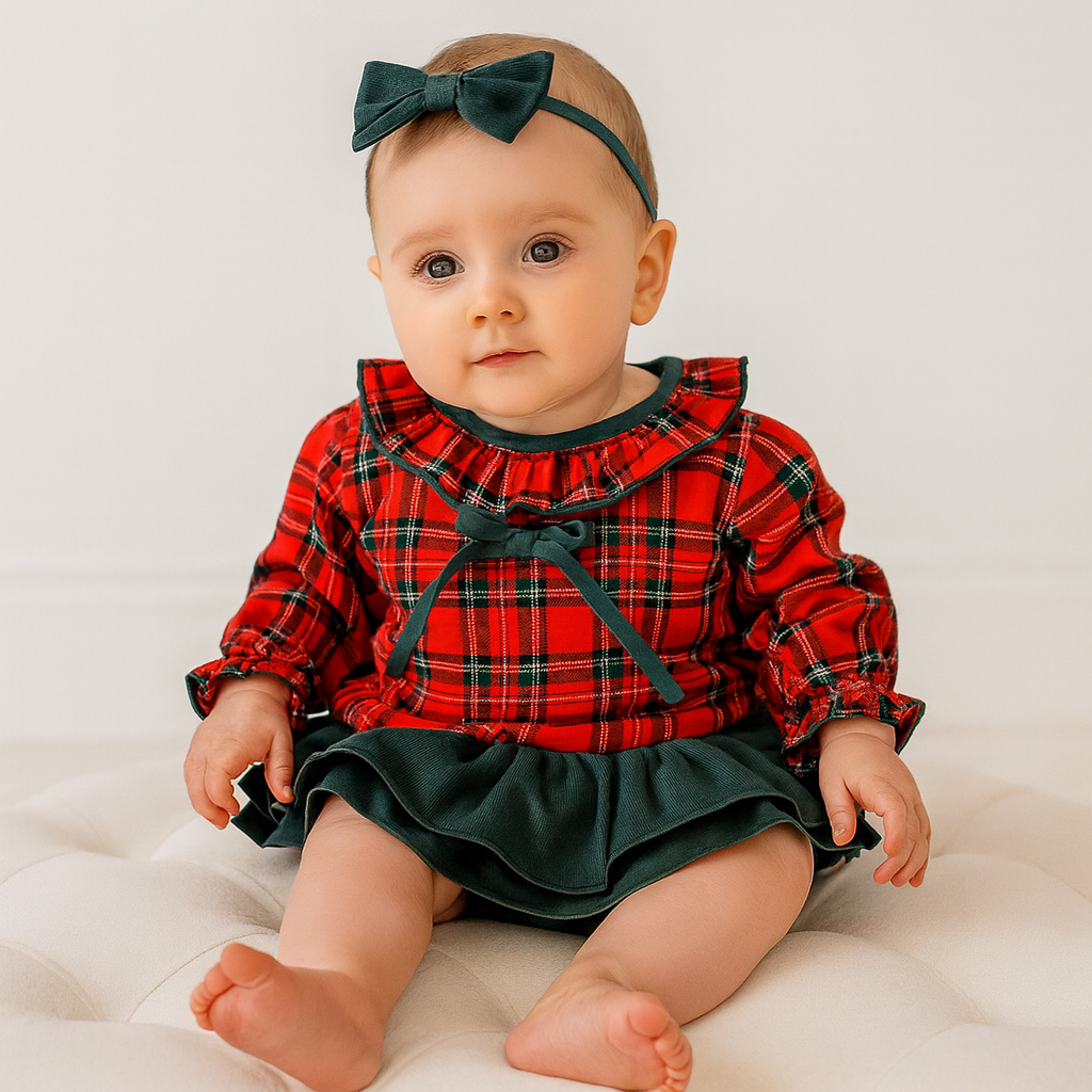 Rapife Red Tartan Blouse & Green Corduroy Skirt Set