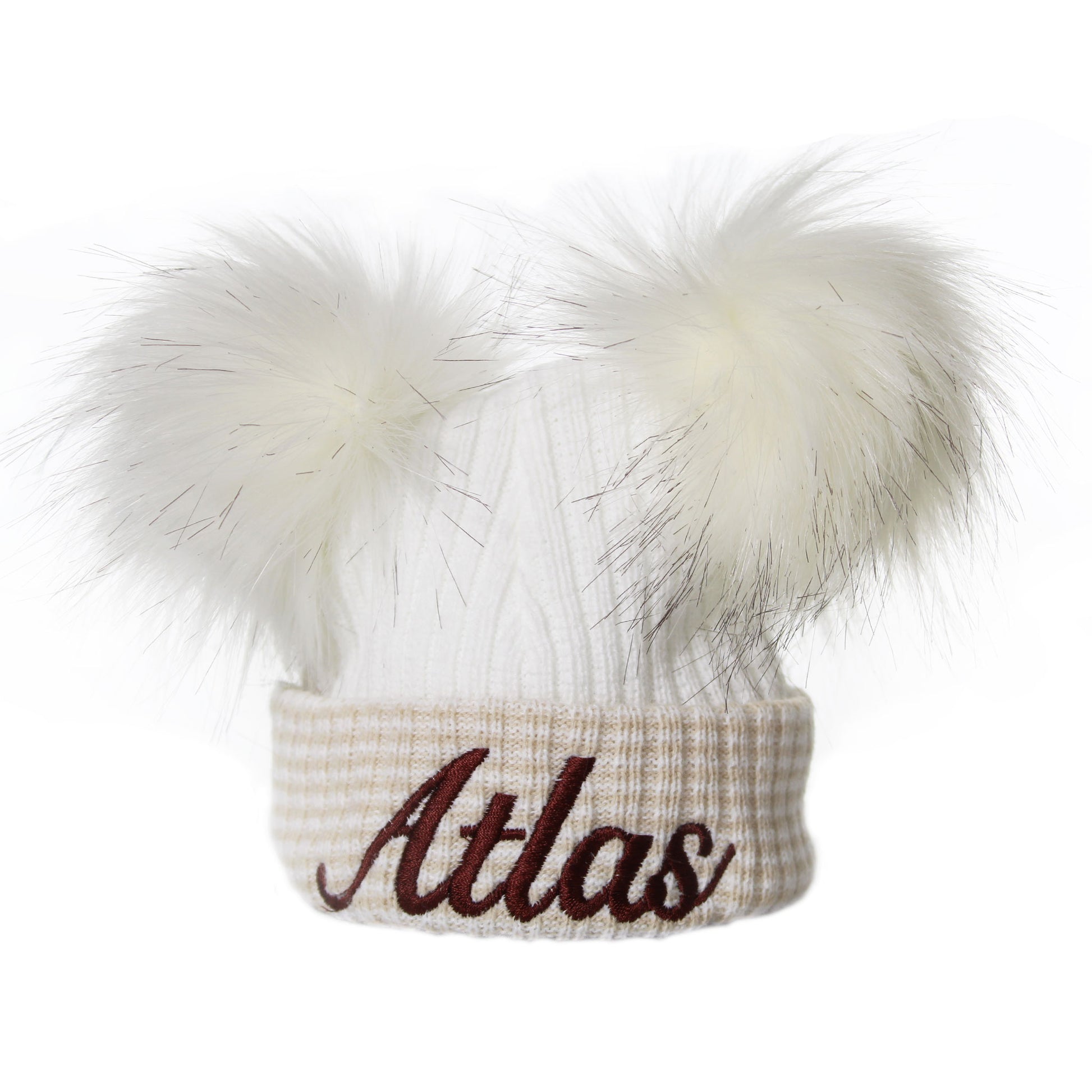 beige personalised newborn hat