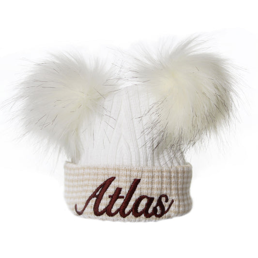 beige personalised newborn hat