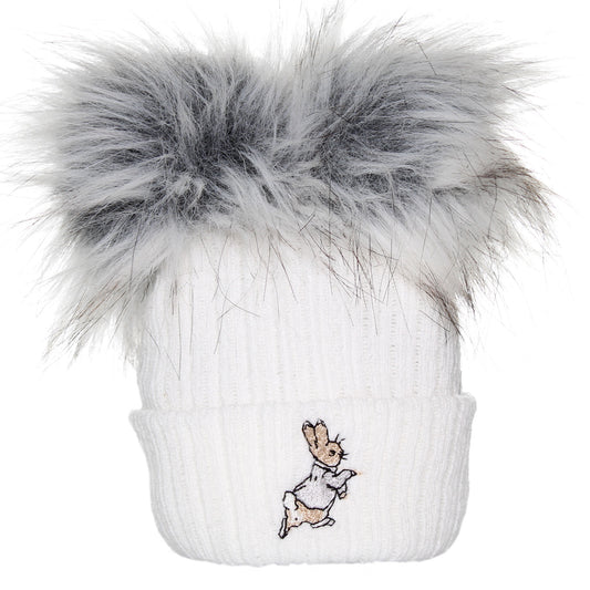 double racoon rabbit wite hat