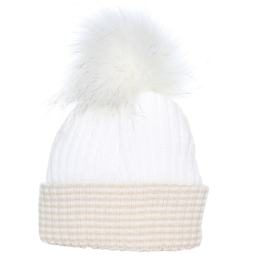 baby hat newborn white beige