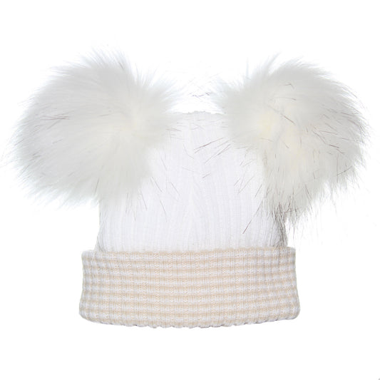 newborn bab hat white beige