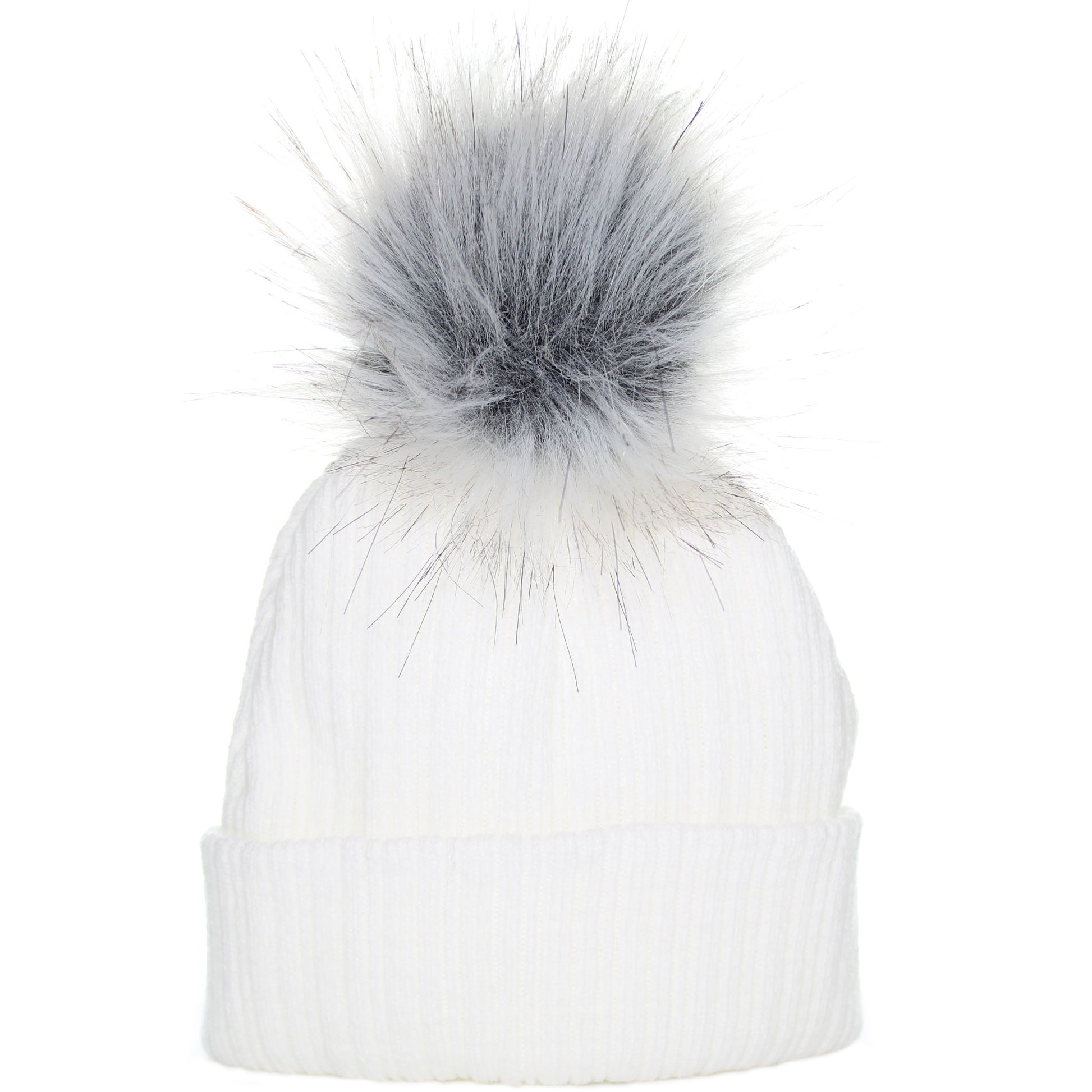 Baby unisex white pom hat
