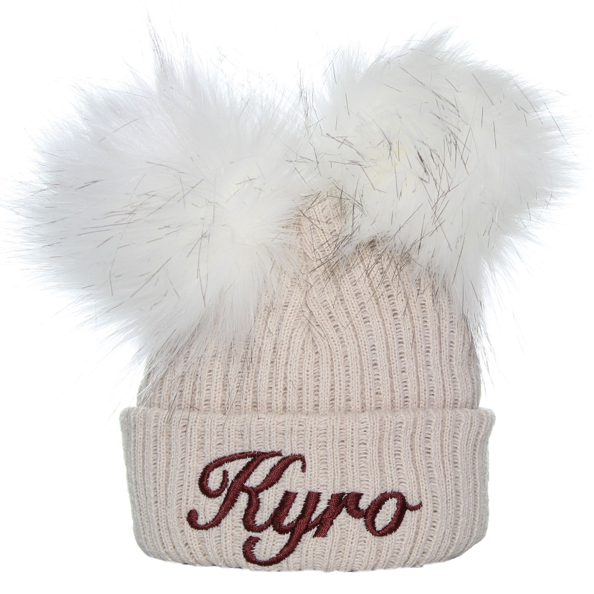 baby beige personalised pom hat