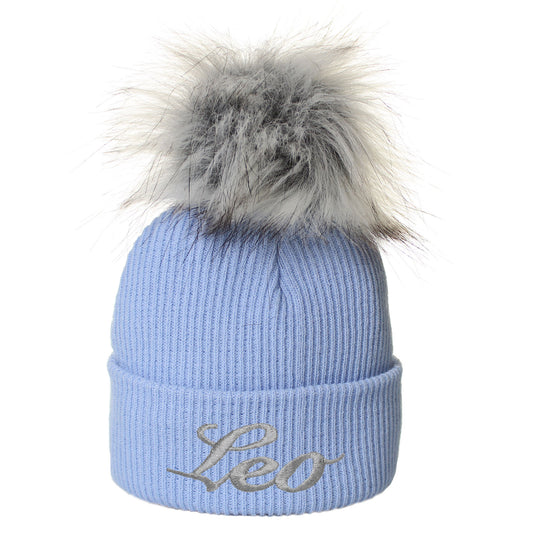 baby boys pom hat 6-12 month personalised