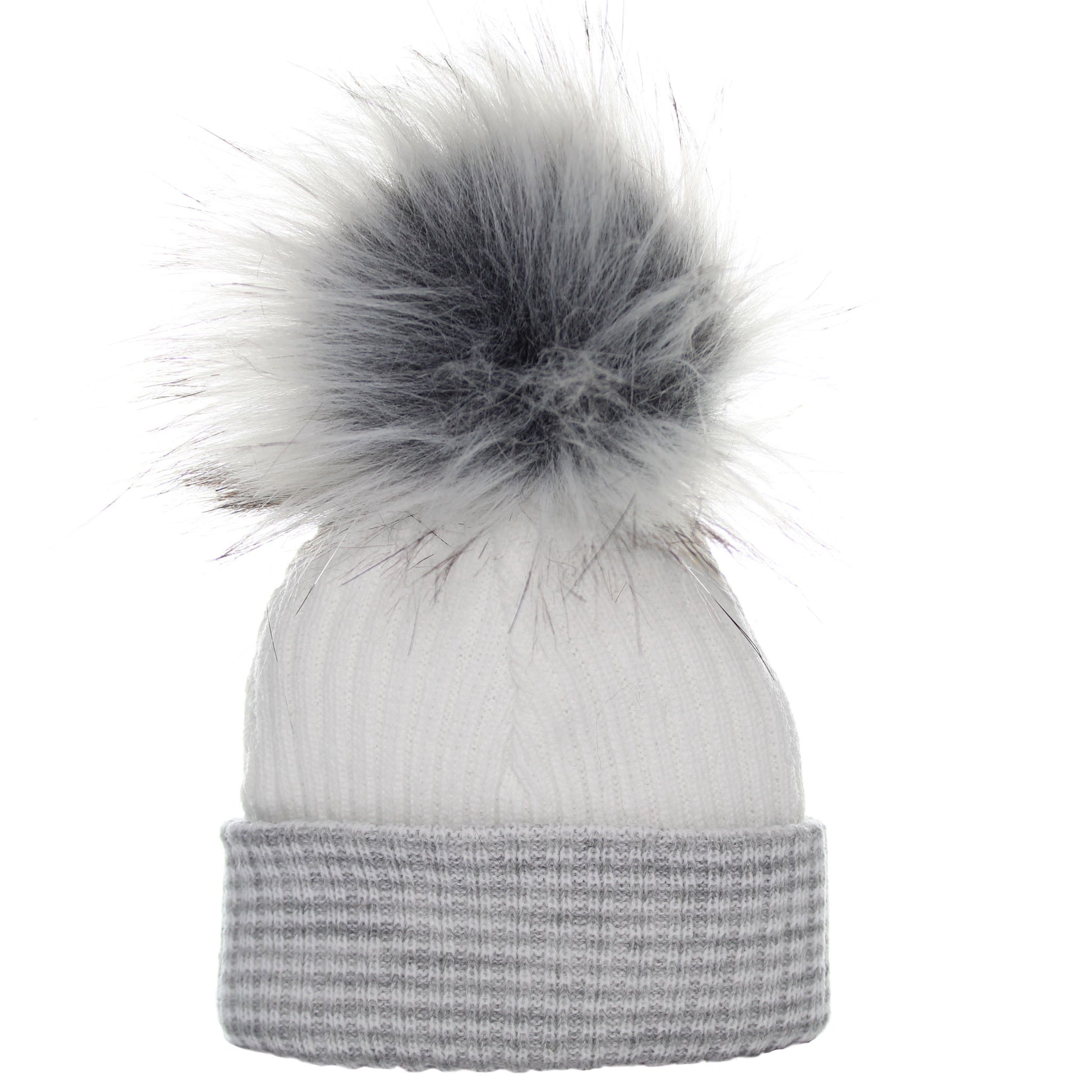 baby waffle white and grey pom hat
