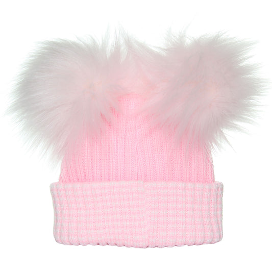 baby girl pink double waffle newborn hat