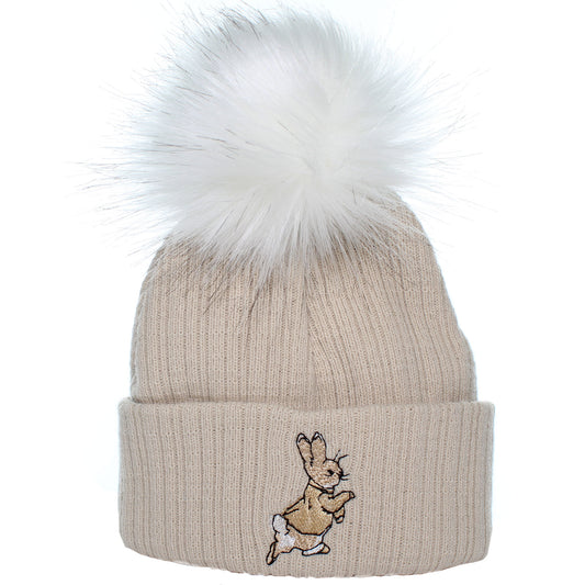 baby unisex beige pom peter rabbit hat