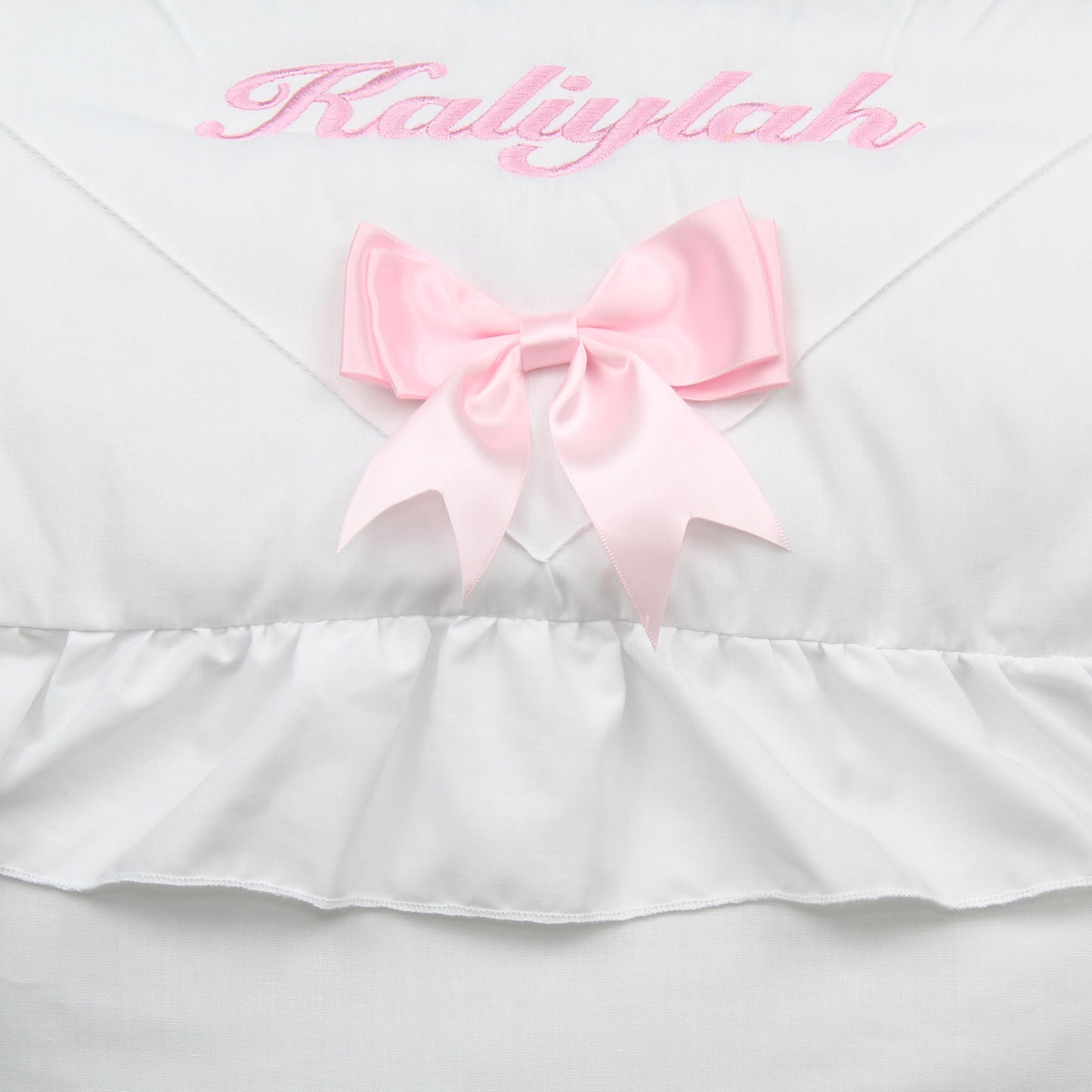 Personalised Cosy Toes / Footmuff Two Bow - Universal White / Pink