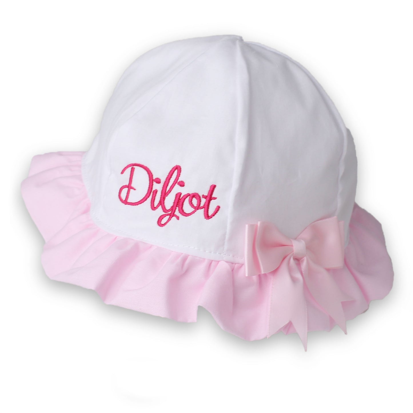 Baby girls pink personalised sun hat
