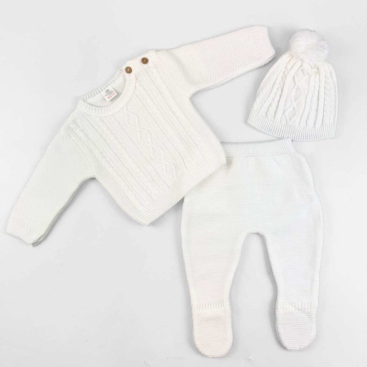 baby unisex knitted three piece outfit