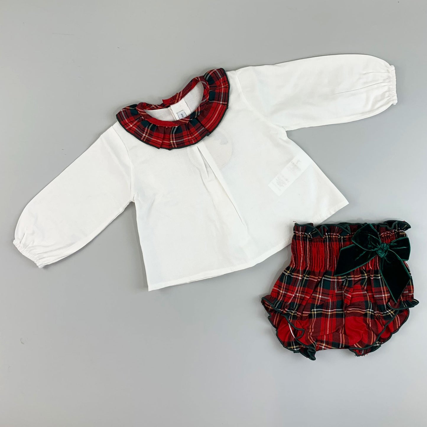 Baby Girls 2 Piece Red Tartan Jam Pant Set - Calamaro 11091