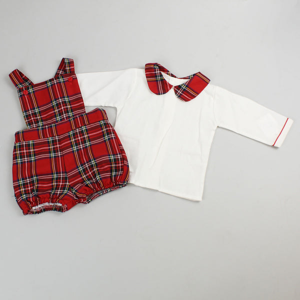 baby boys red tartan outfit