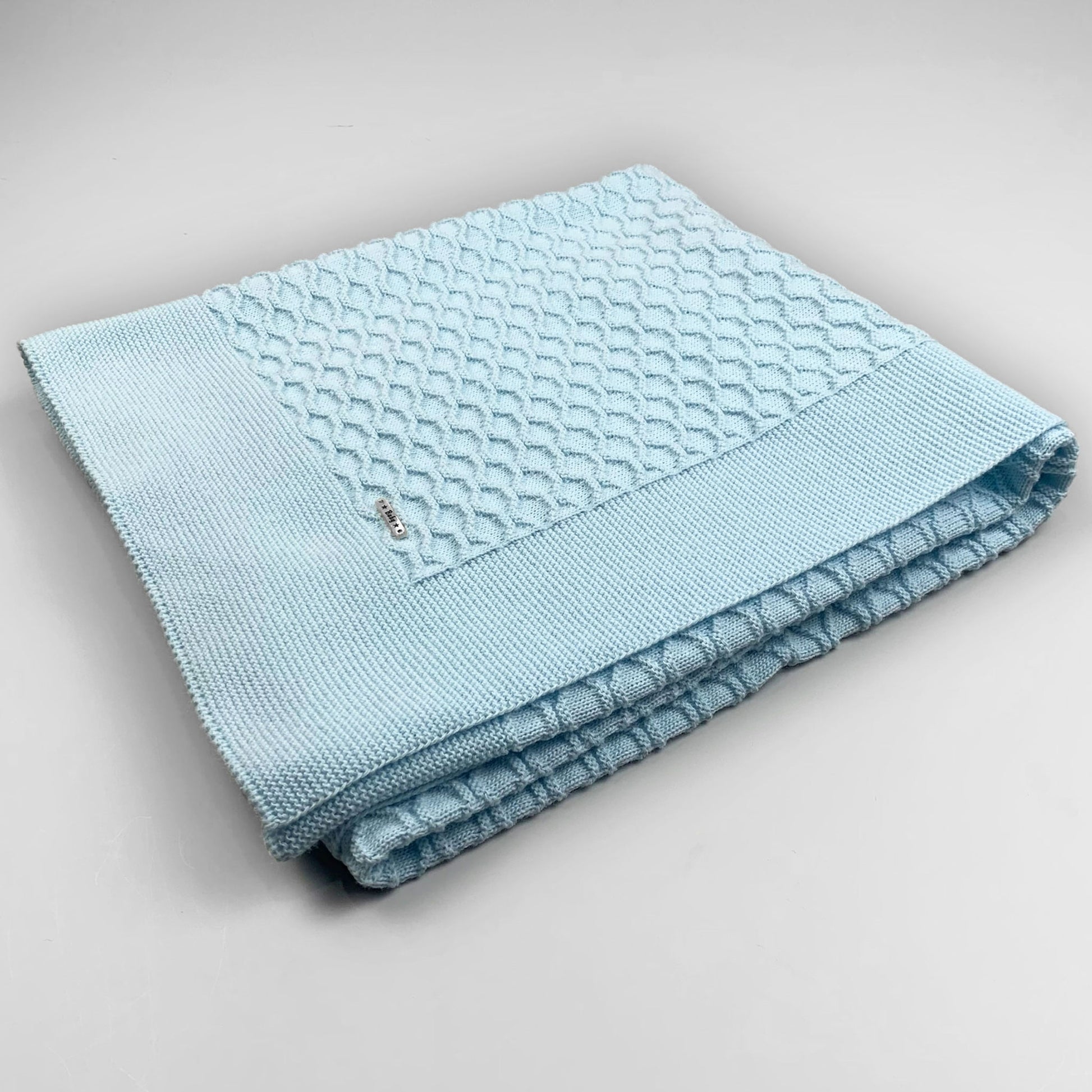 baby boys blue kniktted shawl