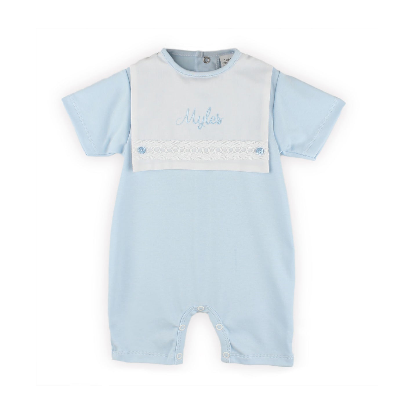 Personalised Blue Baby Romper – Made in Portugal