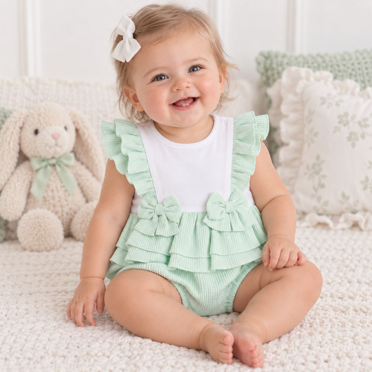 Kleo Kids Baby Girls Mint Green Frill Romper Set