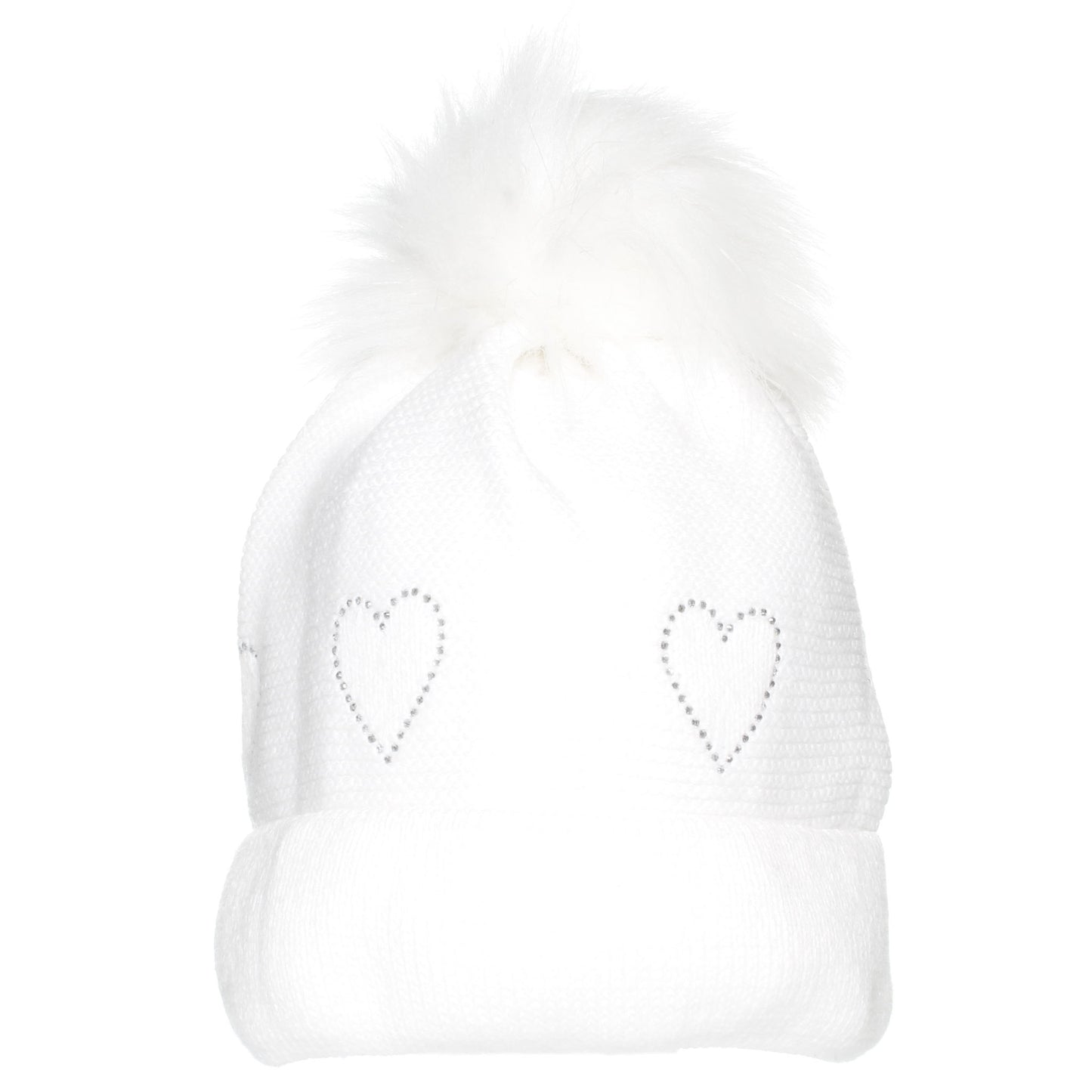girls white pom pom hat