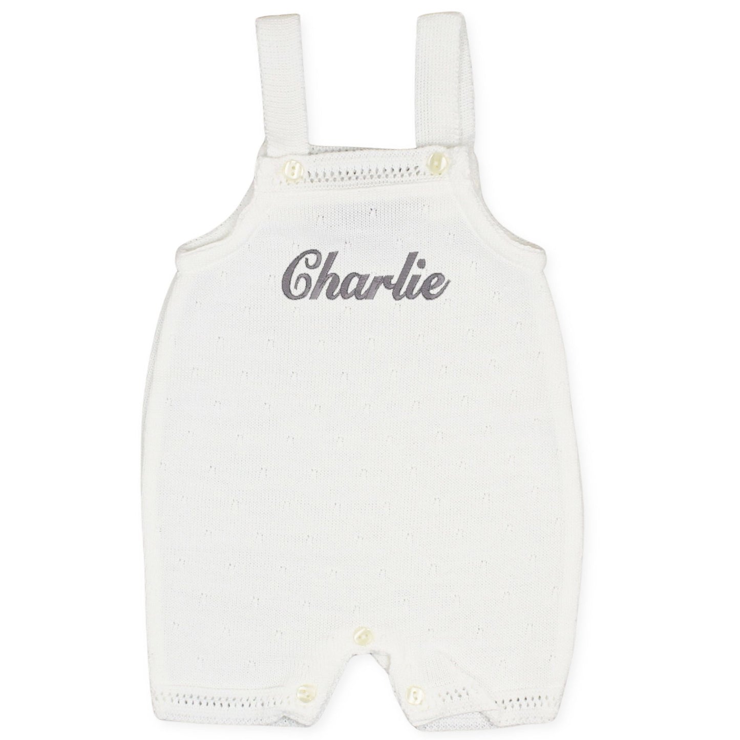 personalised baby dungarees knitted