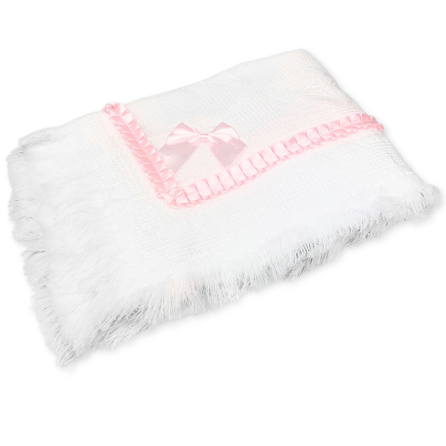 baby girl fancy shawl with pink ribbons