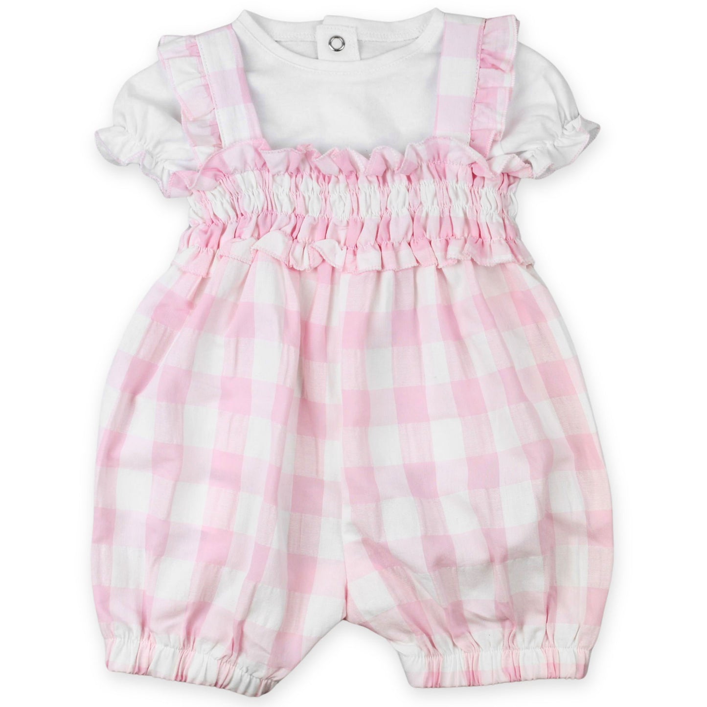 checkered baby girls pink and white two piece outfit