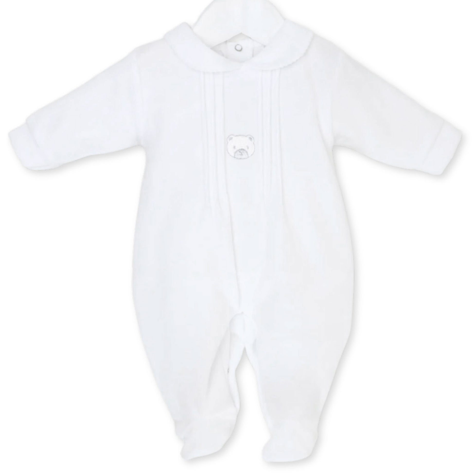 baby unisex white sleepsuit velour
