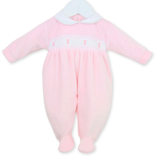 baby girls pink and white romper bunny