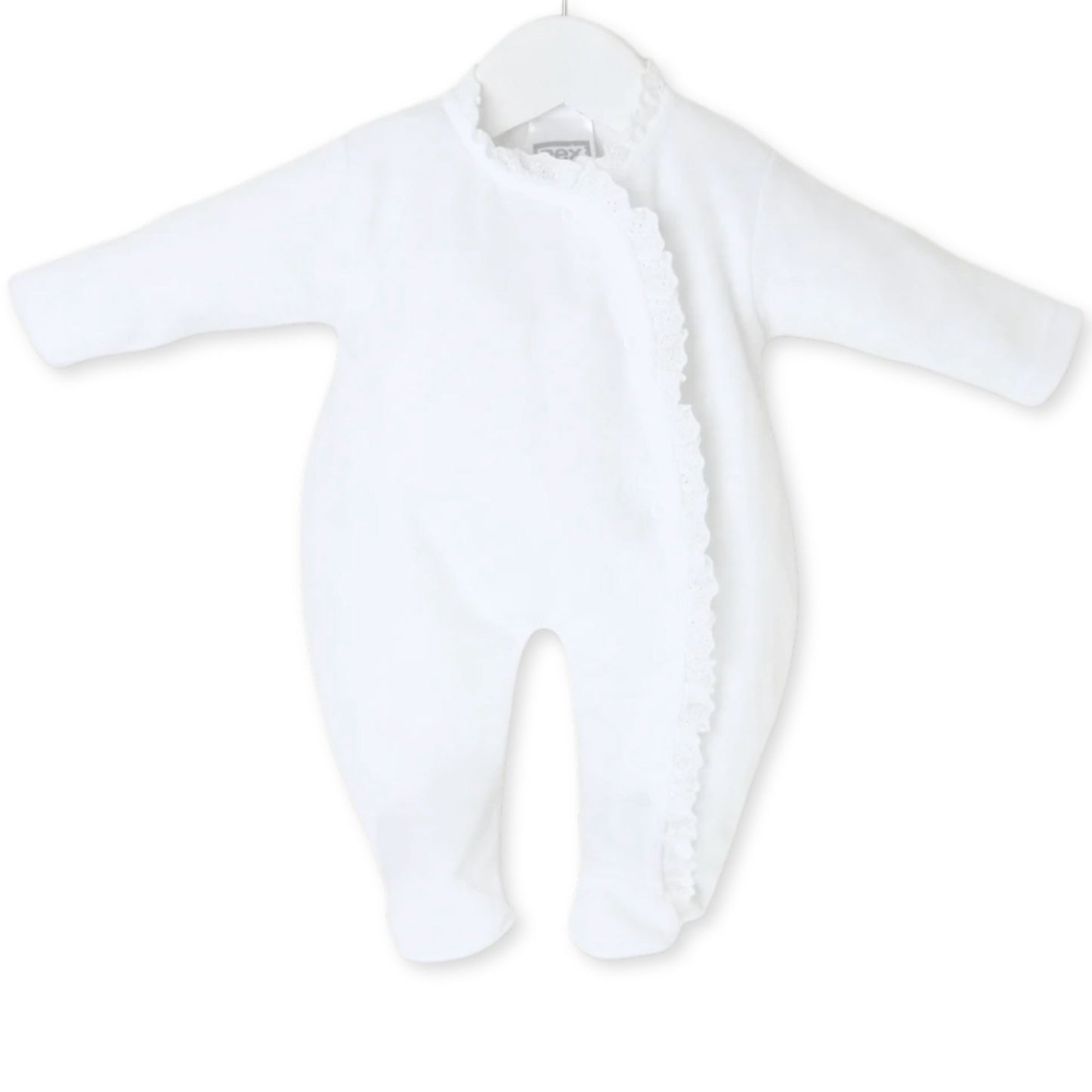 baby girls white traditional sleepsuit