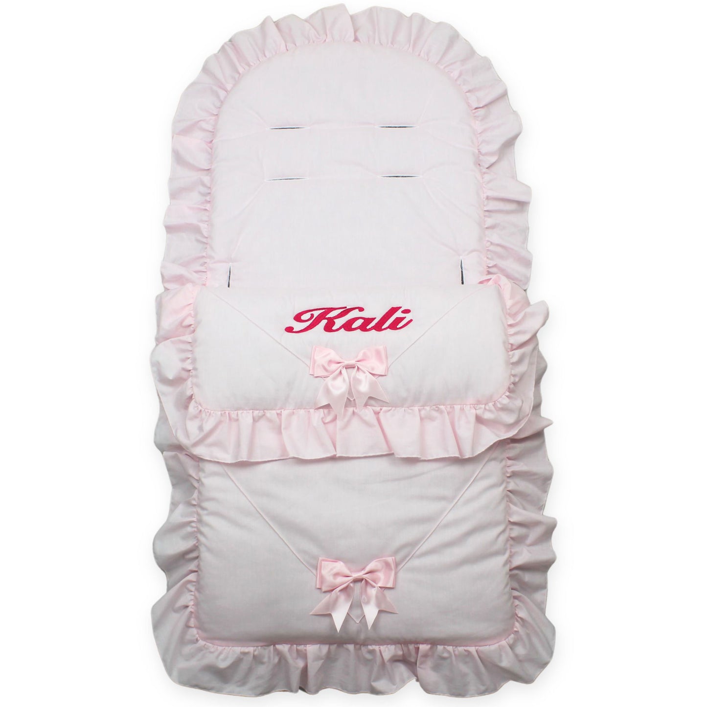 baby girls pink footmuff universal personalised