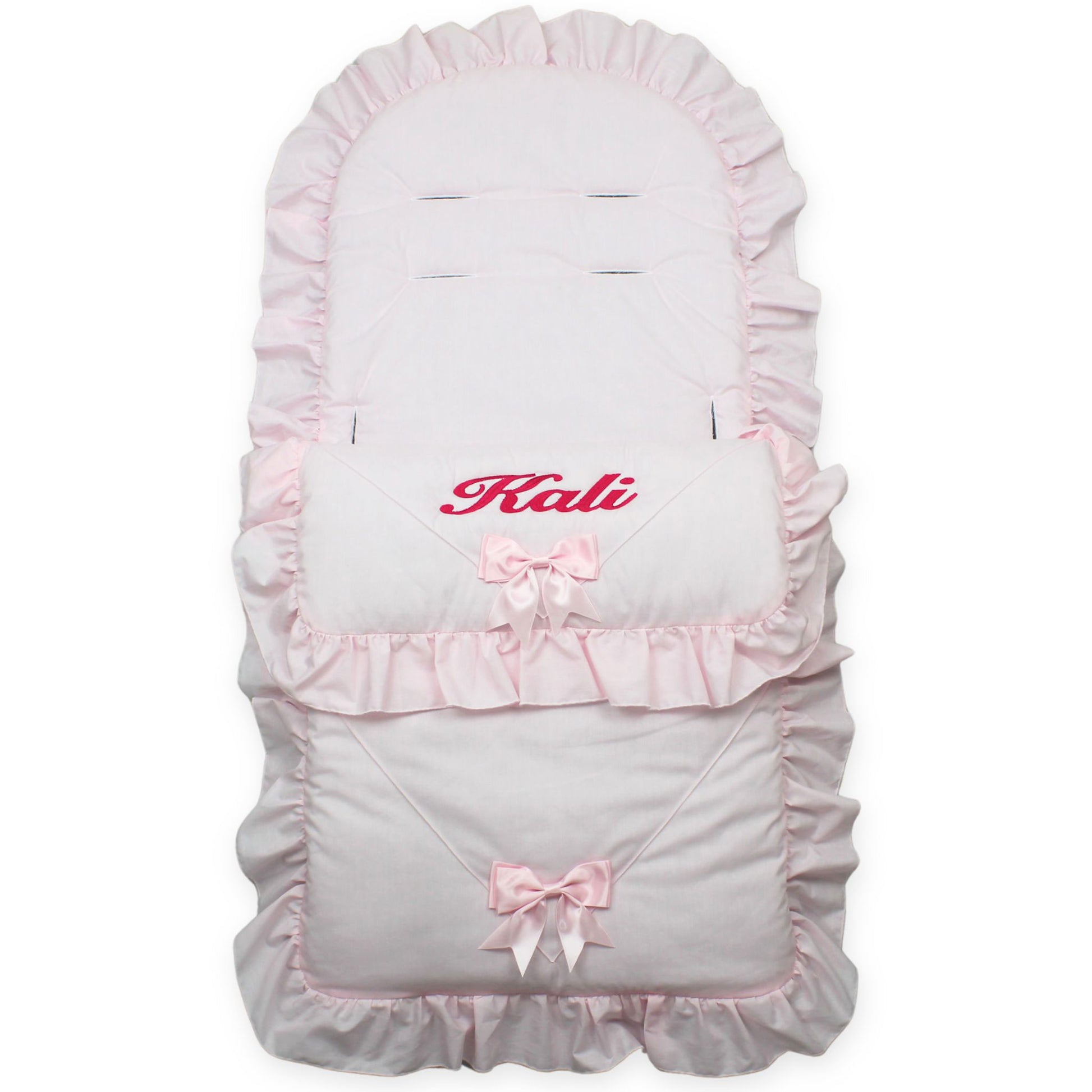 baby girls pink footmuff universal personalised