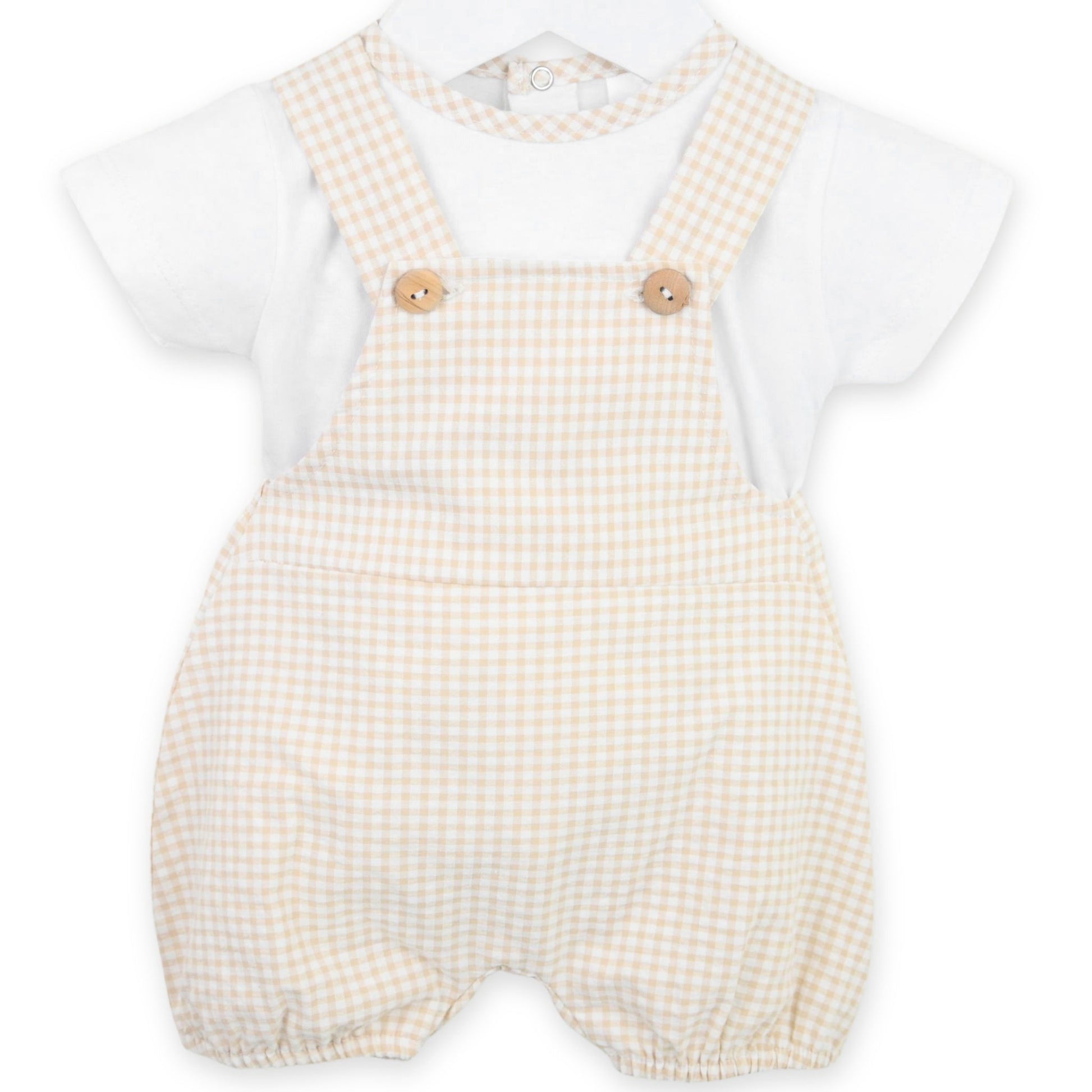 boys BEIGE CHECKeD DUNGAREES