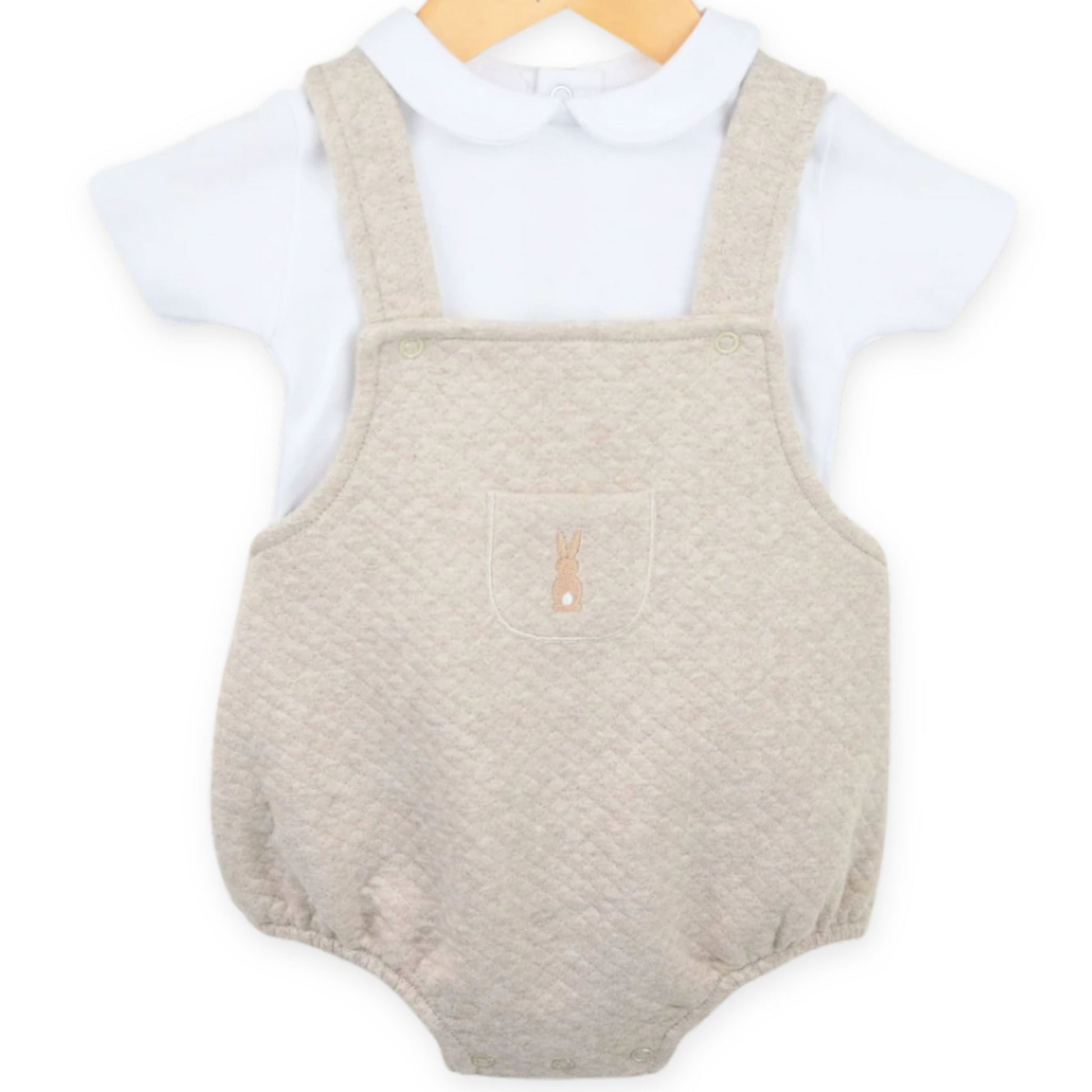 baby boy beige rabbit two piece outfit